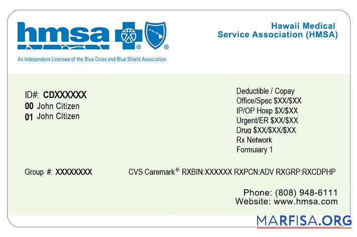 Realistic Hawaii health insurance card real example